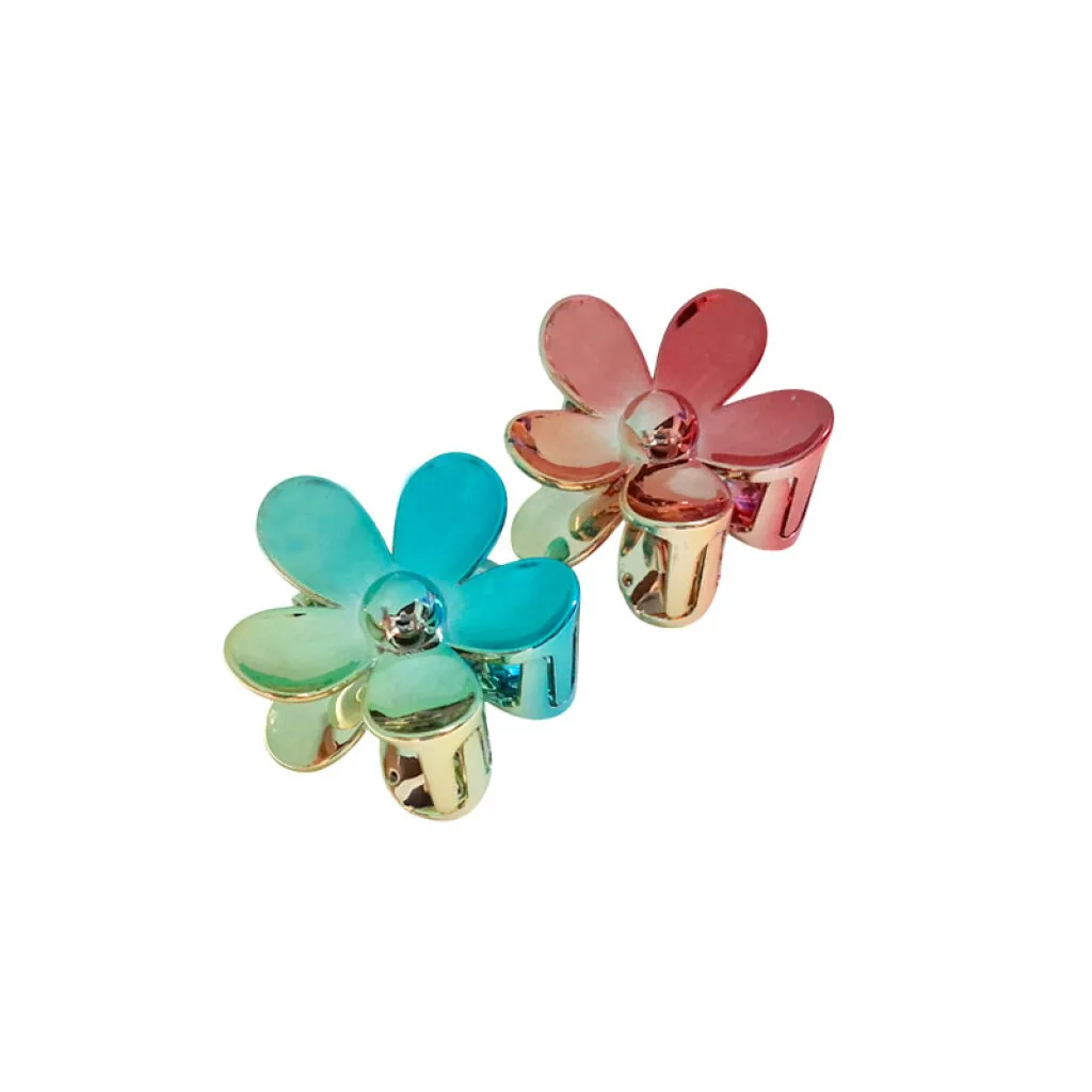 Broche pinza para el cabello flor colores metalizados