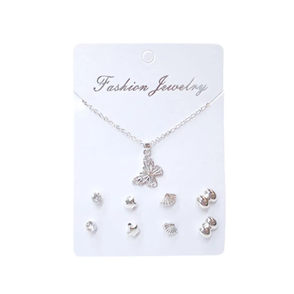Collar y caravanas hipoalergénicas brillantes 4pcs