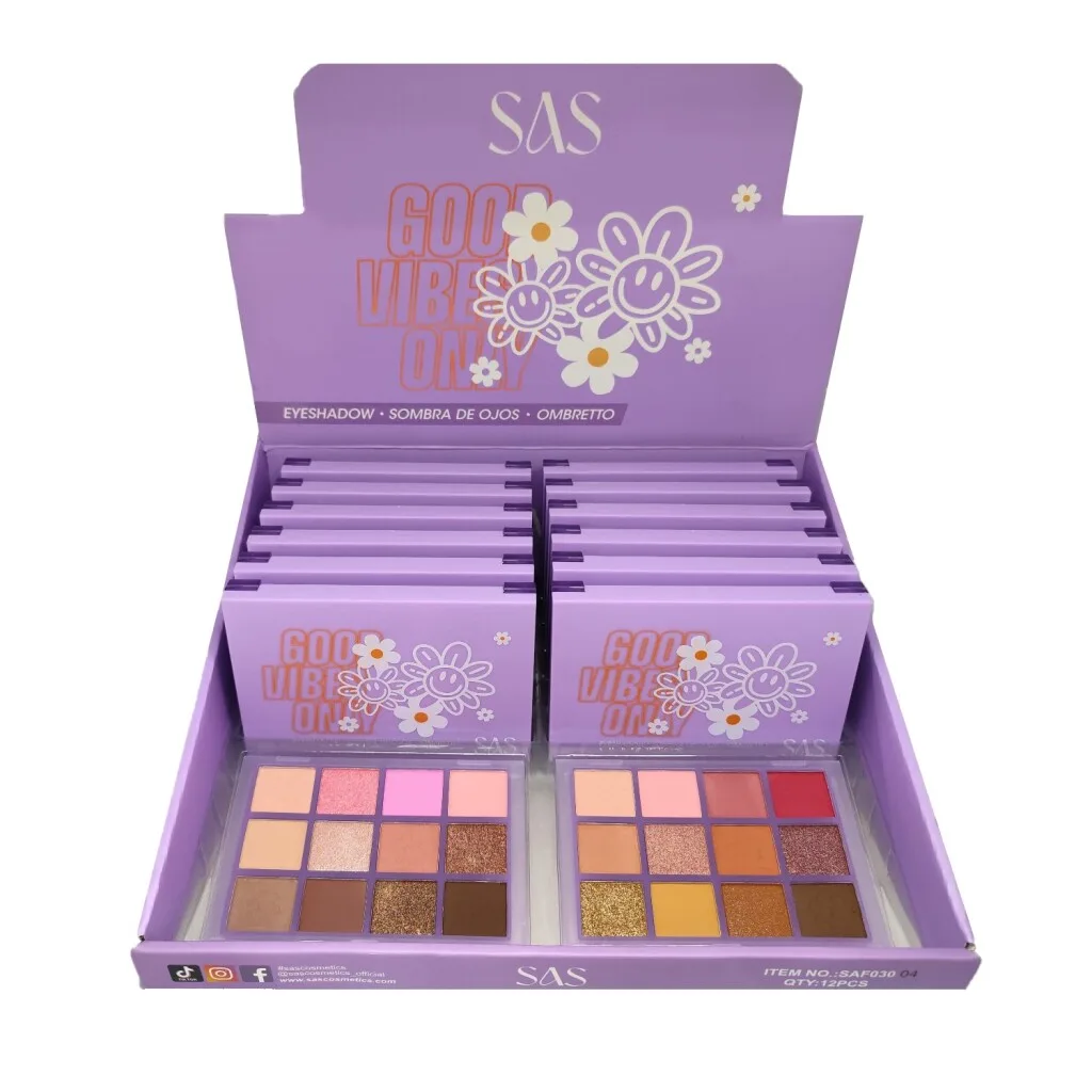SAS Paleta de sombras matte y satinadas 12 colores