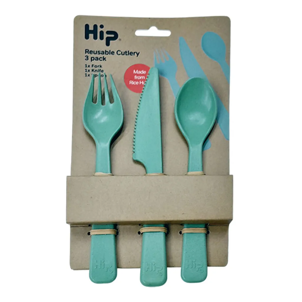 Set de cuchillo, tenedor y cuchara plásticos