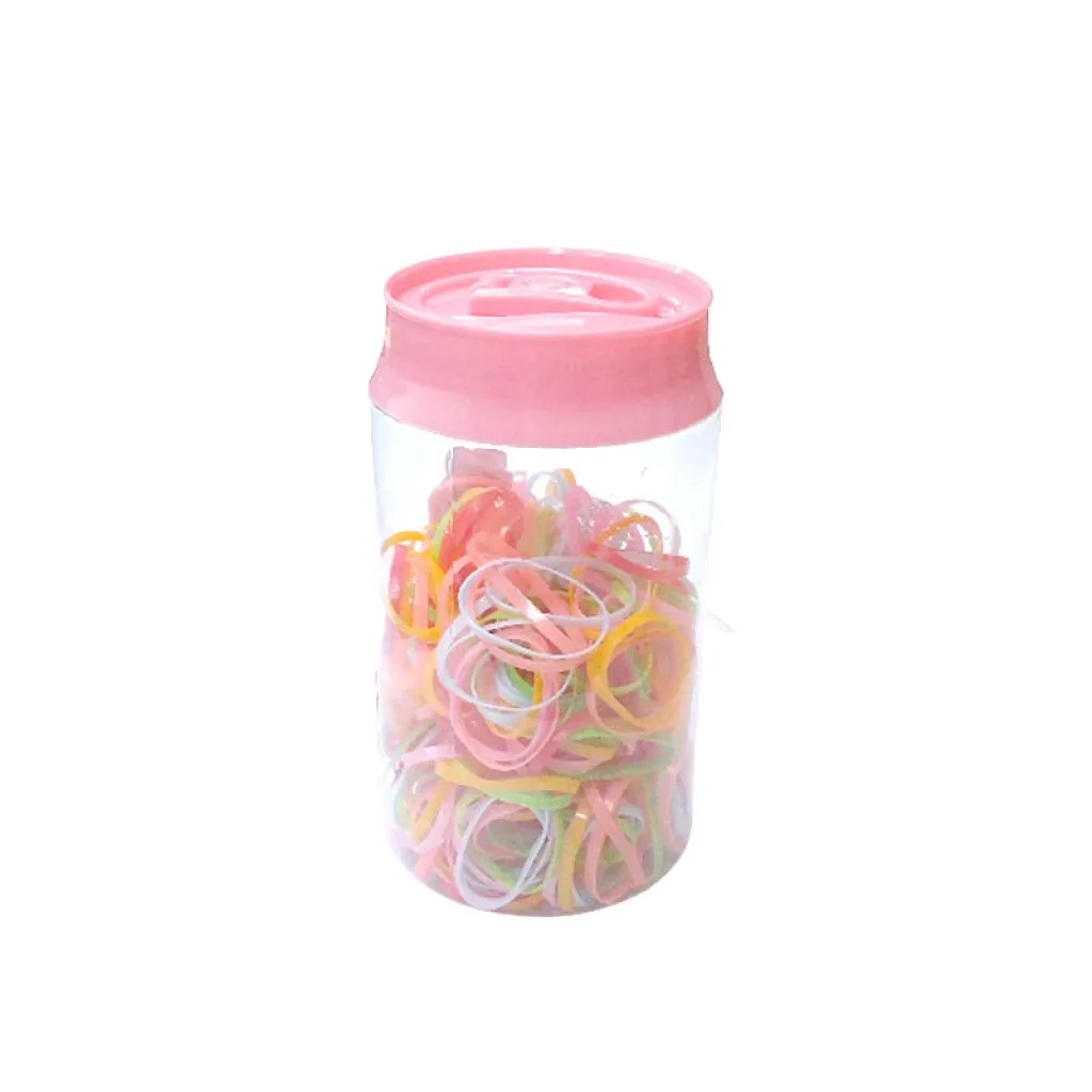 Colitas para el cabello de goma de colores en frasco