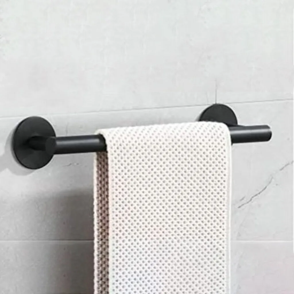 Barra toallero negro de acero inoxidable para amurar