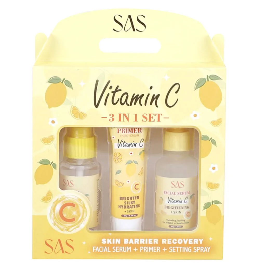 SAS Set facial serum, primer, spray fijador vitamina C