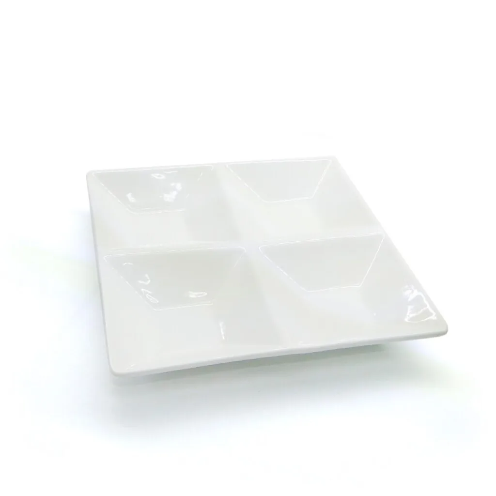 OUTLET Salsera cuádruple de cerámica blanca 15*15*2.5 cm