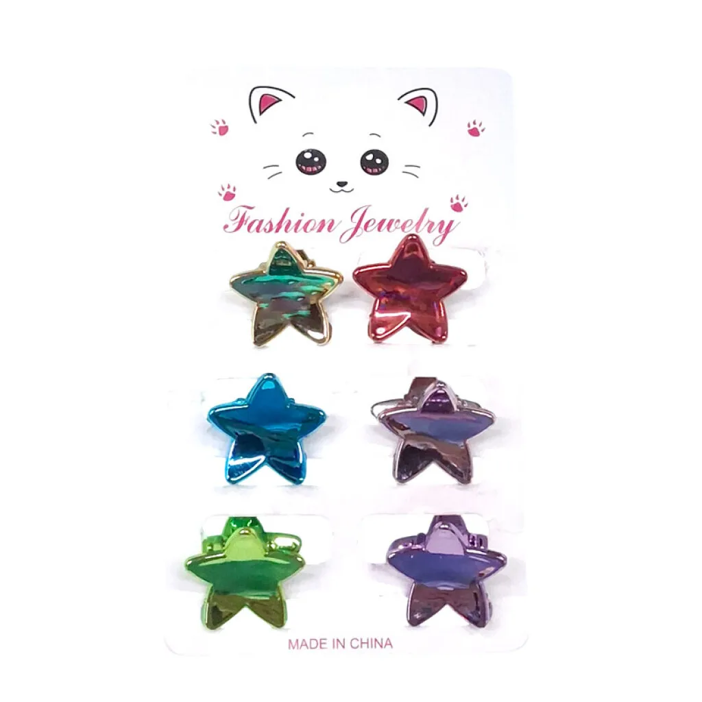 Broches pinzas estrellas de colores para el cabello 6pcs