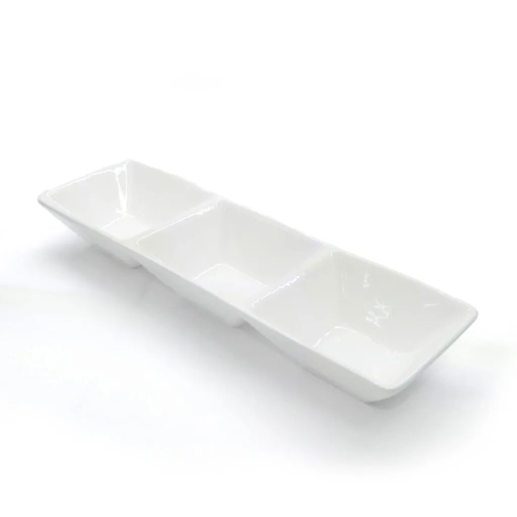 OUTLET Salsera triple de cerámica blanca 24*7*3 cm