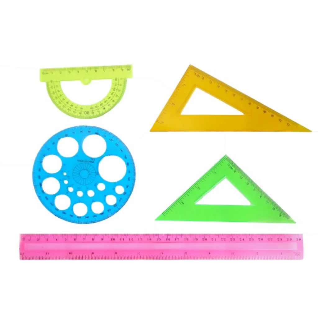 OUTLET Juego de geometría *5 piezas varios colores 30 cm