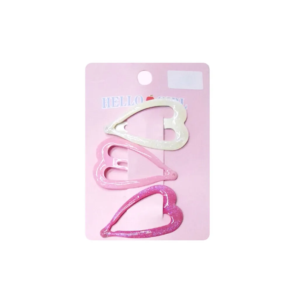Broches pinzas para el cabello 3pcs corazones de colores