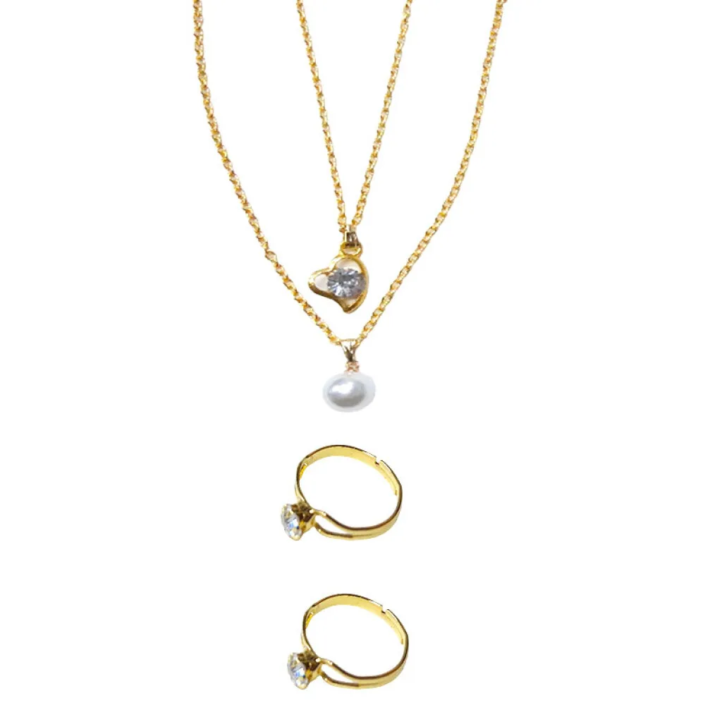 Collar y anillos dobles dorados