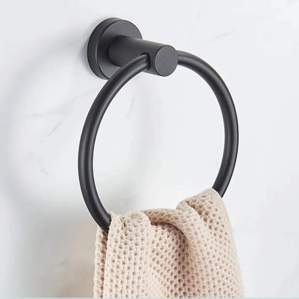 Toallero negro de acero inoxidable para amurar