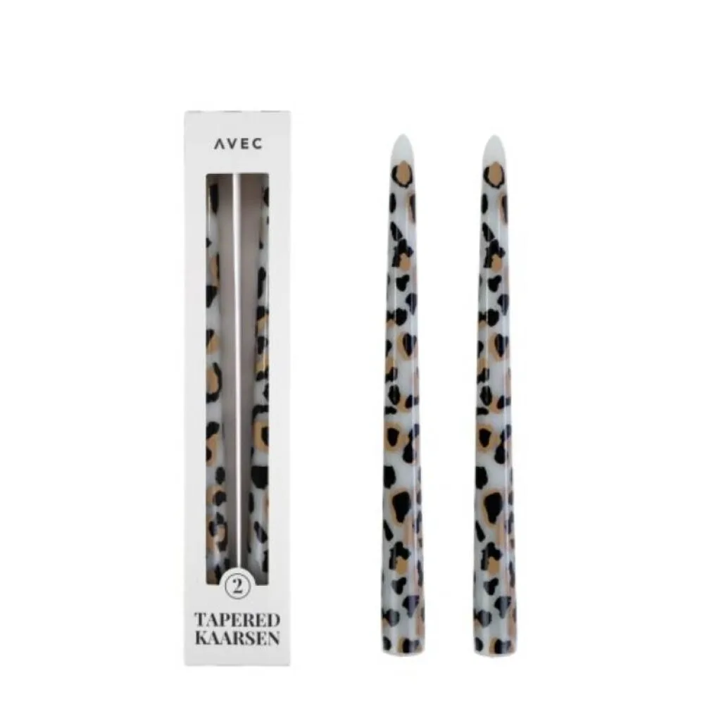 Velas diseño leopardo x 2 en cajita blanca